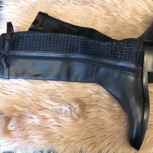 NWT COLE HAAN Women’s Tall Black Leather Stretch Business Casual Preppy Boots 5 - Picture 5 of 13